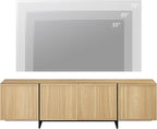 WAMPAT Modern TV Stand for 32-75 inch TVs, Wood Entertainment Center with Storage Cabinets, Media TV Console Table for Living Room, Oak