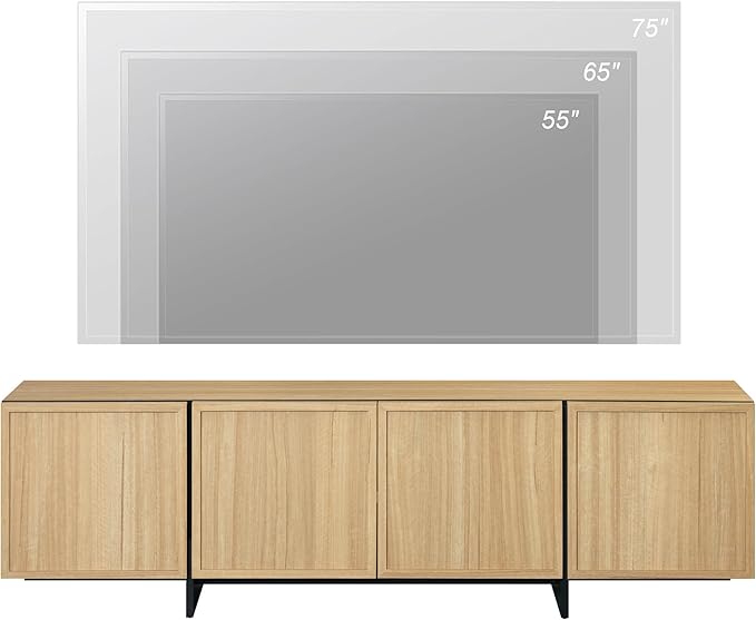 WAMPAT Modern TV Stand for 32-75 inch TVs, Wood Entertainment Center with Storage Cabinets, Media TV Console Table for Living Room, Oak