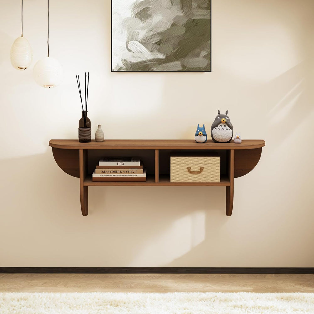 Floating Solid Wood Console Table, 32'' Wall Mounted Narrow Entryway ...