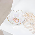 Rainbow Flower Ring Dish Jewelry Tray, Small Glass Trinket Tray for Rings Earrings, Present for Wife Mom Daughter Women