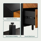 Bme Vivian Nightstand with 2 Drawers, Solid Acacia Wood Bedside Table, Rustic Golden Brown Mid Legacy Modern Night Stand with Storage for Bedroom, Solid Wood End Table with Metal Legs