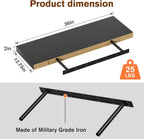 Floating Shelf, Set of 3 Wall Shelf, 36 in W x 12.75 in D x 2 in H Wooden Floating Wall Shelf with Invisible Brackets for Living Room/Bedroom/Bathroom/Kitchen Storage and Decor, Black