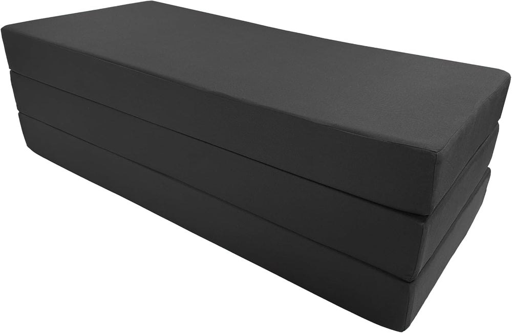 D&D Futon Furniture Black Trifold Foam Beds, Shikibuton, Tatami Cushion T...