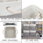 Mangata Fabric Storage Basket, Canvas Cube Storage Boxes 11.8 x 11.8 inch for Cupboards, Shelves, Closet, Grey Whiteï¼ˆ30x30x30cm, 4 Packï¼‰