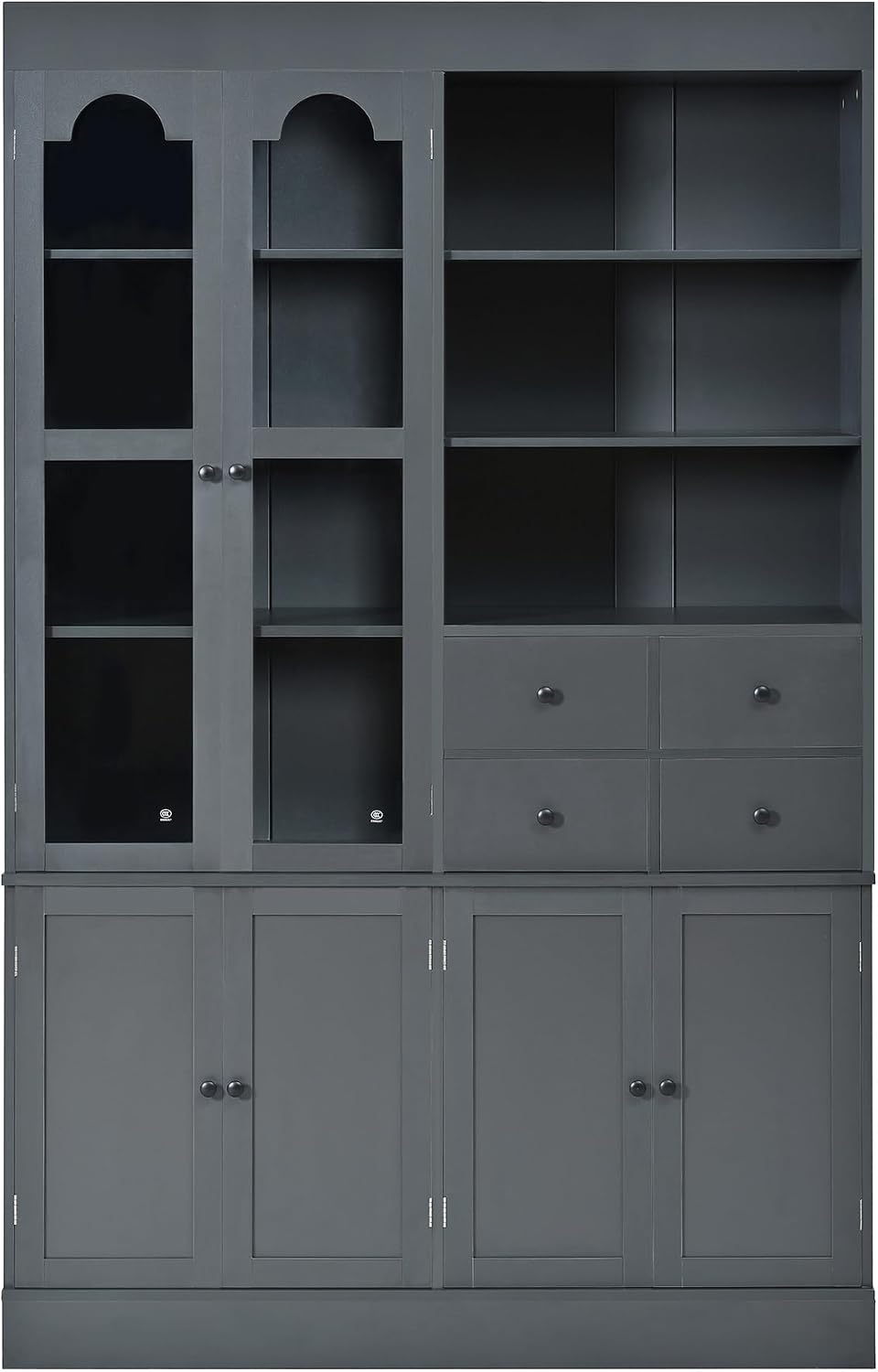 Merax Wood Kitchen Pantry with 4 Drawers, 3 Cabinets and Hutch, Tall Cupboard...