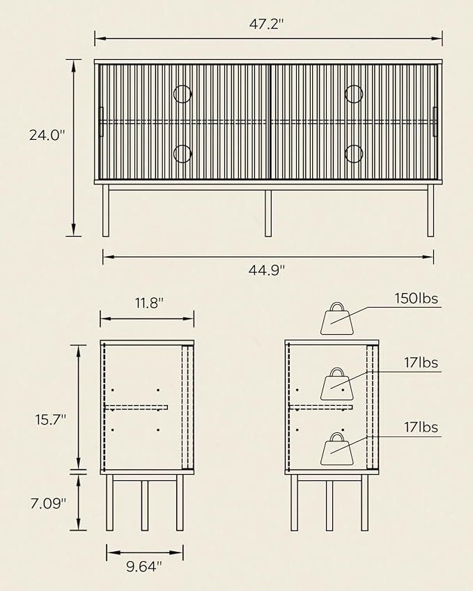 TV Stand for Living Room Farmhouse Entertainment Center with Fluted Sliding Doors TV Console Cabinet with Adjustable Shelf and Storage Media Console, Brown