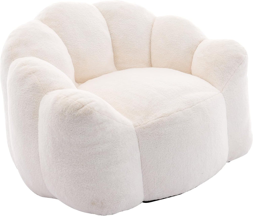 YITAI Large Bean Bag for Adults, Faux Fur Reading Sofa Chair with Petal Backr...