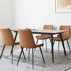 Dining Chairs Set of 4, Modern Kitchen & Dining Room Chairs, Upholstered Faux Leather Cushion Seat and Sturdy Metal Legs (4 Brown Chairs)
