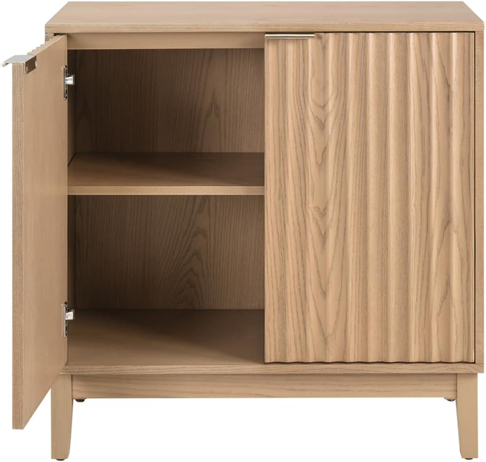 Modern Fluted Accent Credenza - Sideboard Buffet Cabinet with Doors & Adj...