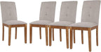 DAGONHIL Dining Chairs Set of 4, Modern Upholstered Fabric Dining Room Chairs, Armless Kitchen Chairs with Wood Legs and Padded Seat for Living Room, Bedroom, Kitchen (Grey)