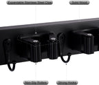 Broom Holder Wall Mount With 5 Slots & 4 Hooks，Rustic Wood Broom & Mop Hanger，Wall Mounted Garden & Garage Tool Storage Organizer Rack for Closet Laundry Room or Kitchen Wall Decor Black