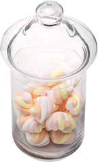 Set of 3 Glass Apothecary Jars with Lids, Clear Bathroom Storage Organizer Canister Set for Qtips, Cotton Swabs, Cotton Balls, Bath Salts (H: 11", 8.5", 7.5", D: 5"; 23 FL.OZ, 34 FL.OZ and 45 FL.OZ)