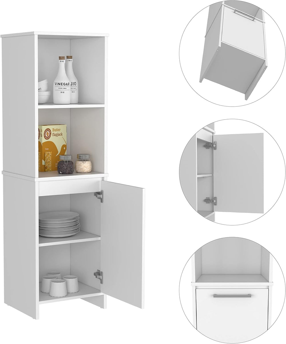 59" H Kitchen Pantry Storage Cabinet with 1 Door and 2 Shelves, Wooden H...