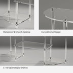 Eglaf Acrylic Modern TV Stand, 3-Tier Semi-Circular TV Console Table | Corner TV Stand, Entertainment Center with Open Shelves, TVs up to 50 Inch, 47.2'' L x 13.4'' W x 22.4'' H, Clear