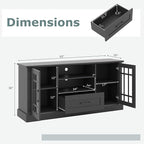 GOFLAME Farmhouse TV Stand for TVs up to 70", Entertainment Media Center Storage Cabinet with Glass Doors, Open Shelves & Drawer, Wooden Television Console Table for Living Room (Black)
