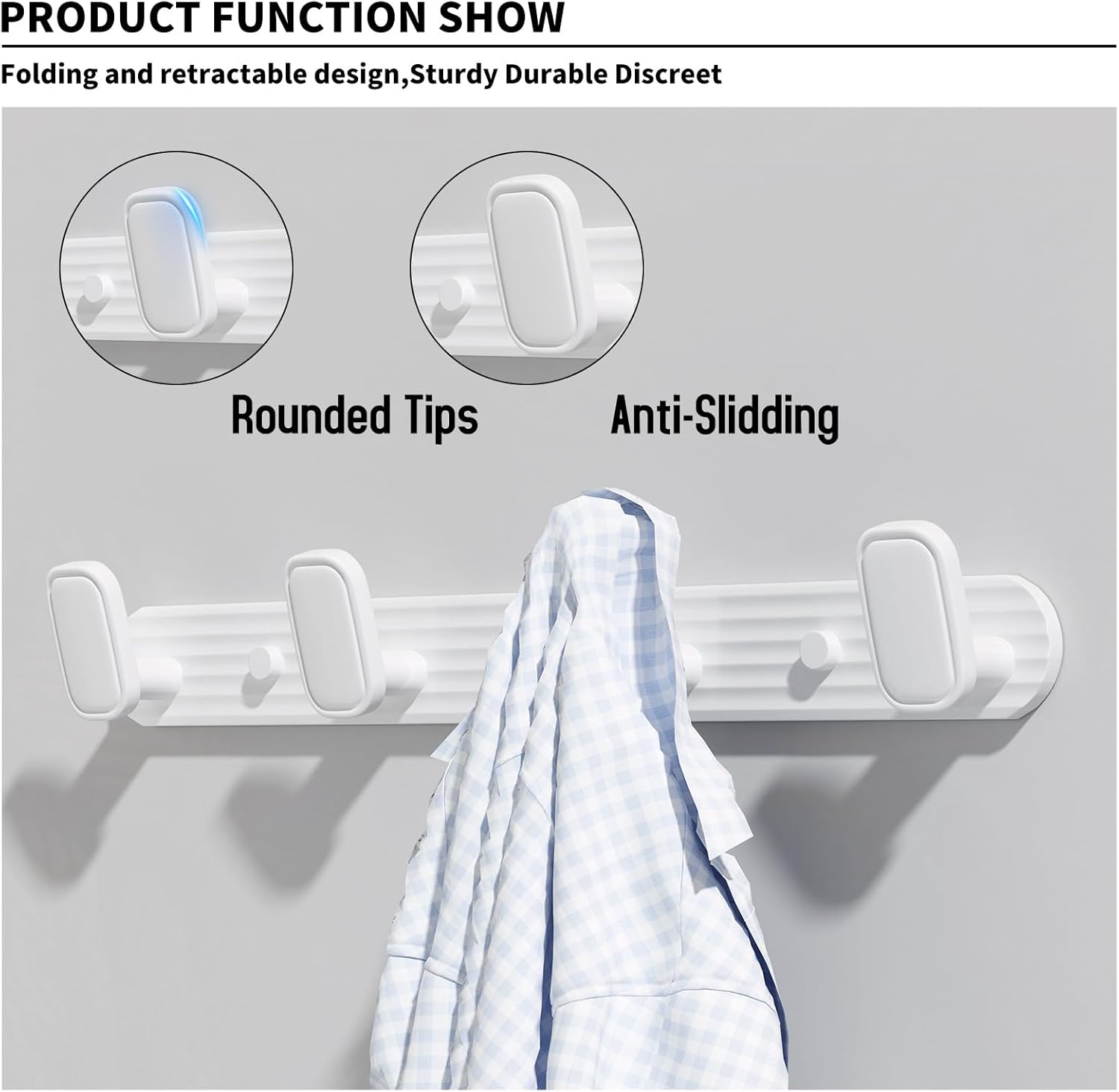 Coat Rack Wall Mount White, 4 Hooks Rack Metal Coat Hanger Wall for Hanging Hat Purse and Robes, Towel Hook for Bathrooms and Entryway (1 Pack)