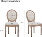 Nrizc French Country Dining Chairs Set of 4, Farmhouse Dining Chairs with Round Button Back, Solid Wood Legs, French Dining Chairs for Kitchen/Bedroom/Dining Room, Beige(button)