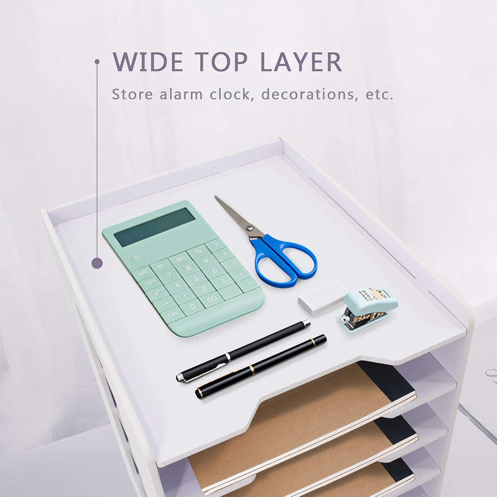 SONGWAY File Organizer for Desk - Desk Organizer for Document, Multifunctional 7 Tier Vertical File Holder, Paper Holder Organizer, Desktop File Organizer for Home Office School Decorations, White