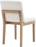 Kmax Modern Dining Chairs Elegant Kitchen Chairs Linen Fabric Armless Wood Chairs Upholstered for Dining Room Living Room, Set of 2, Beige
