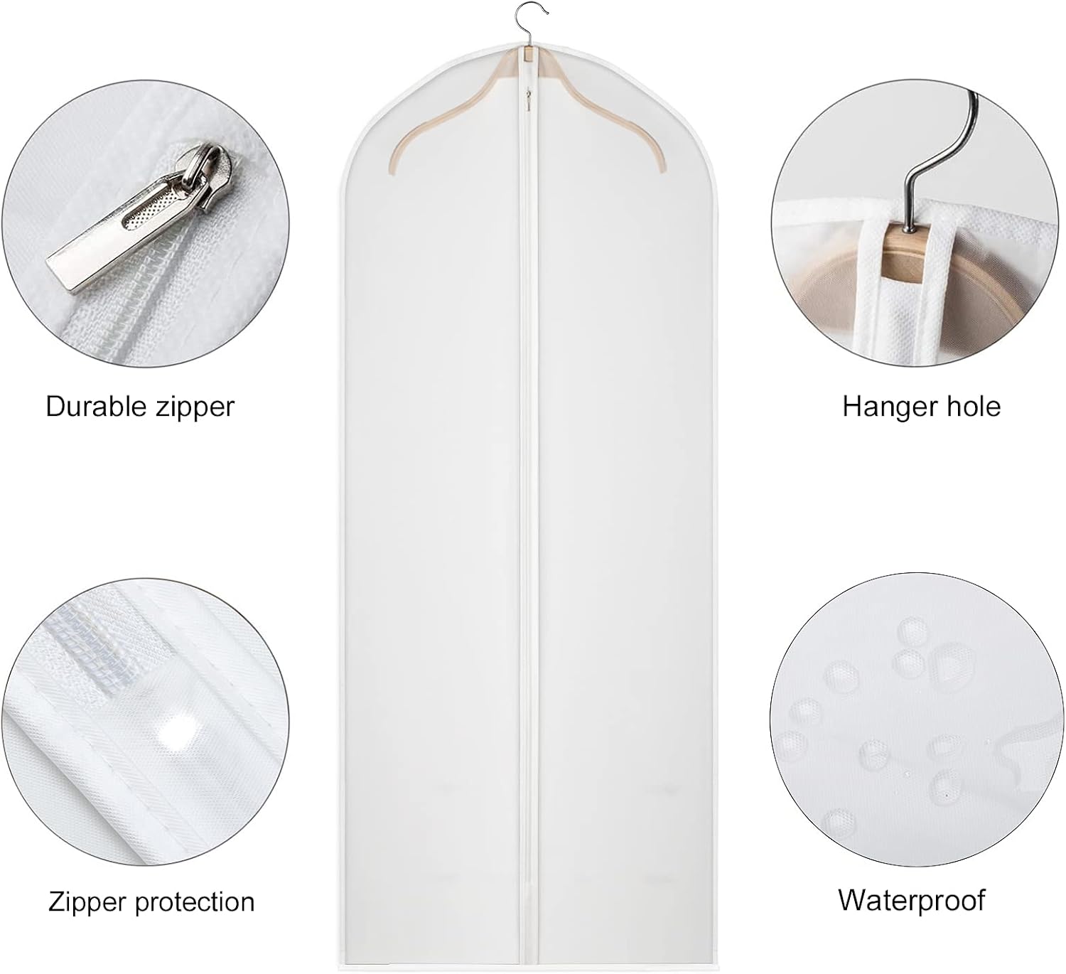 60 Inch Garment Bags 12 Pack Dress Bags for Gowns, Hanging Clothes | Dust-Proof, Suit Protector Cover, Strong Zipper, For Long Dresses Suit Coat, Closet Clothes Storage