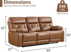 Genuine Leather Power Recliner Sofa,3 Seater Reclining Sofa with Comfortable Arms and Back,Modern Electric Recliner Couch Set with Hidden Cup Holders,USB Port for Living Room,Brown