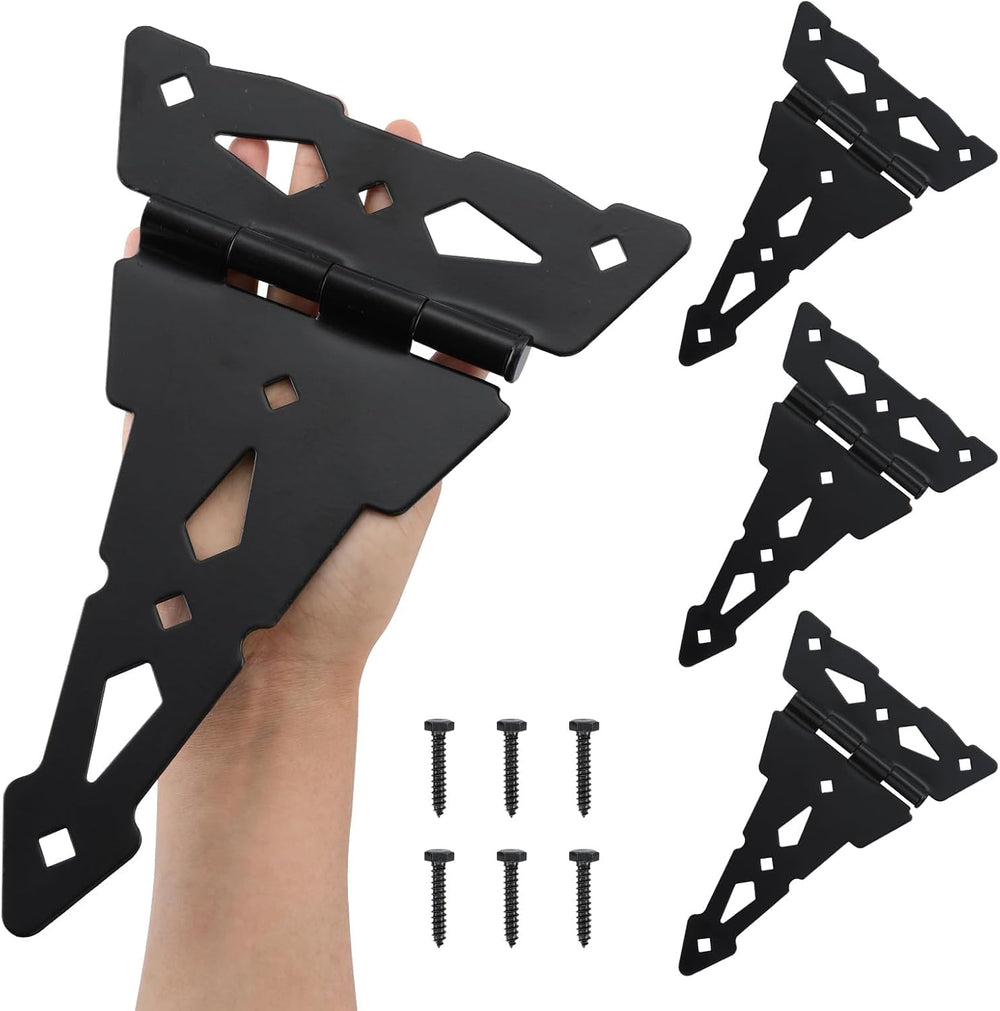 HOME MASTER HARDWARE 8" Heavy Duty Gate Hinges, 4 Pack T Strap Hinges