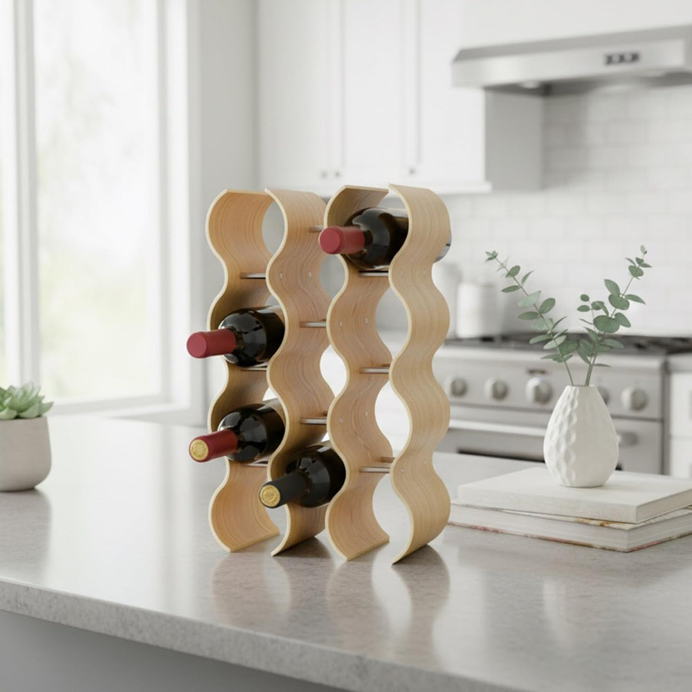 4-Tier Wine Rack Countertop, 14 Bottles Wooden Wine Holder Inserts for Cabine...