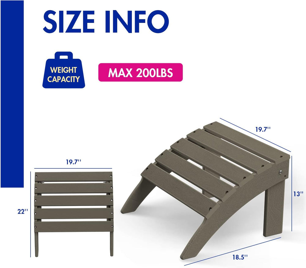 BRIOPAWS Adirondack Ottomans | Folding | Set of 4 | HDPE Plastic | Wood Grain...