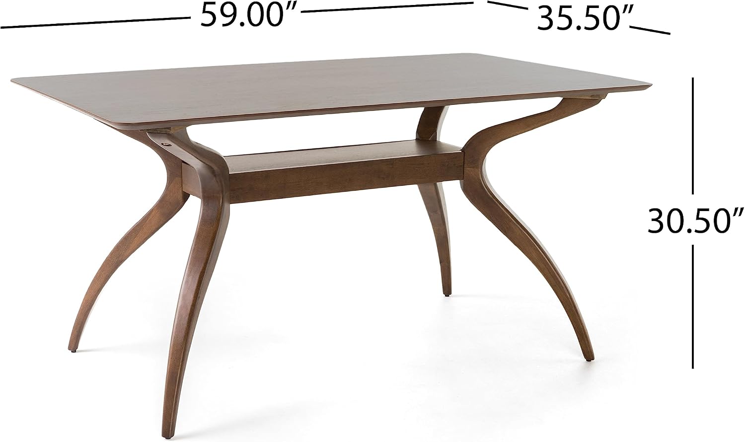 Christopher Knight Home Idalia Curved Leg Rectangular Dining Set, 5-Pcs Set, Natural Walnut / Dark Grey