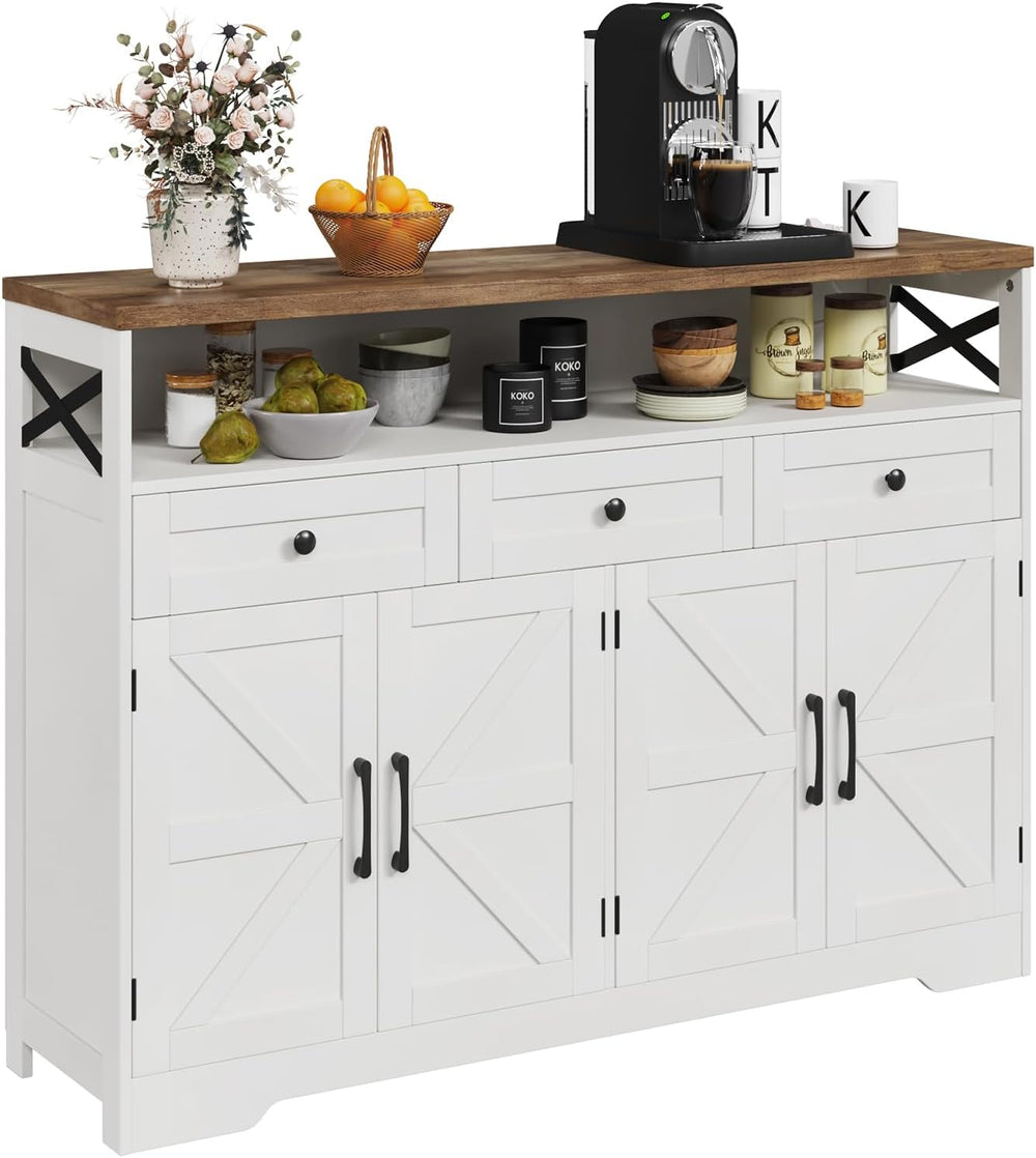 Befrases Farmhouse Buffet Cabinet with Drawers & Open Shelf, Sideboard