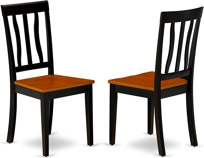 East West Furniture LGAN5-BCH-W 5 Piece Dining Room Table Set Includes a Rectangle Wooden Table with Butterfly Leaf and 4 Kitchen Dining Chairs, 42x84 Inch, Black & Cherry