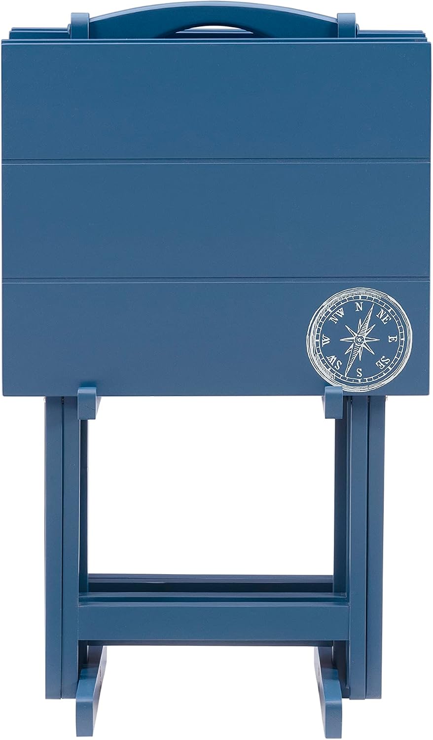 Linon SAMM Navy Trey Table Set with Compass Accent Includes Four Trey Tables ...