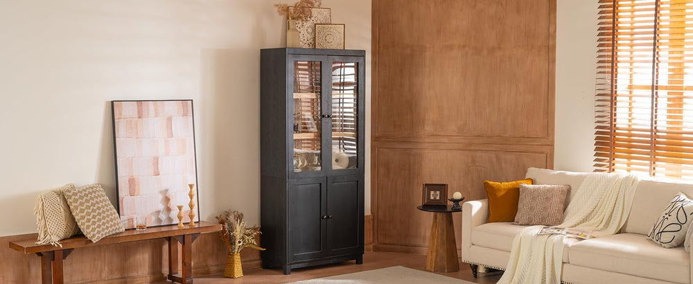 32.75" D*15.75" W*74.5" H Freestanding Kitchen Pantry with 4 S...