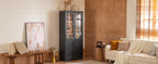 32.75" D*15.75" W*74.5" H Freestanding Kitchen Pantry with 4 Shelves, Top French Door & Lower Double Door, Rectangular Kitchen Pantry，for Living Room, Dining Room，Black