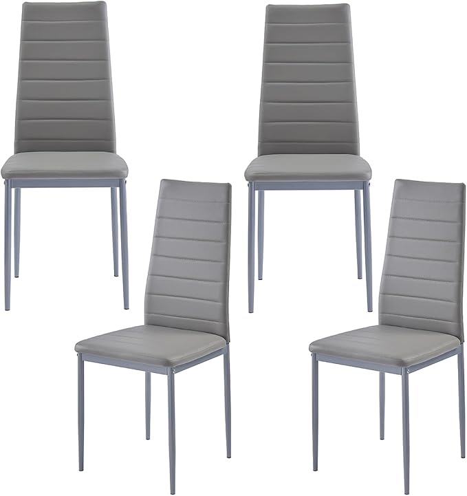 PU Dining Chairs Set of 4, Modern Kitchen & Dining Room Chairs Faux Leath...