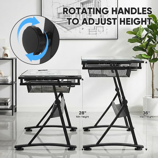 Magshion Drafting Table Adjustable Drawing Table w/Stool