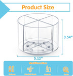 Acrylic Pen Holder, 360 Degree Marker Organizer for Desk, Rotating Desk Storage With 4 Compartments, Art Supply Crayon Holder for Office School Home, Clear