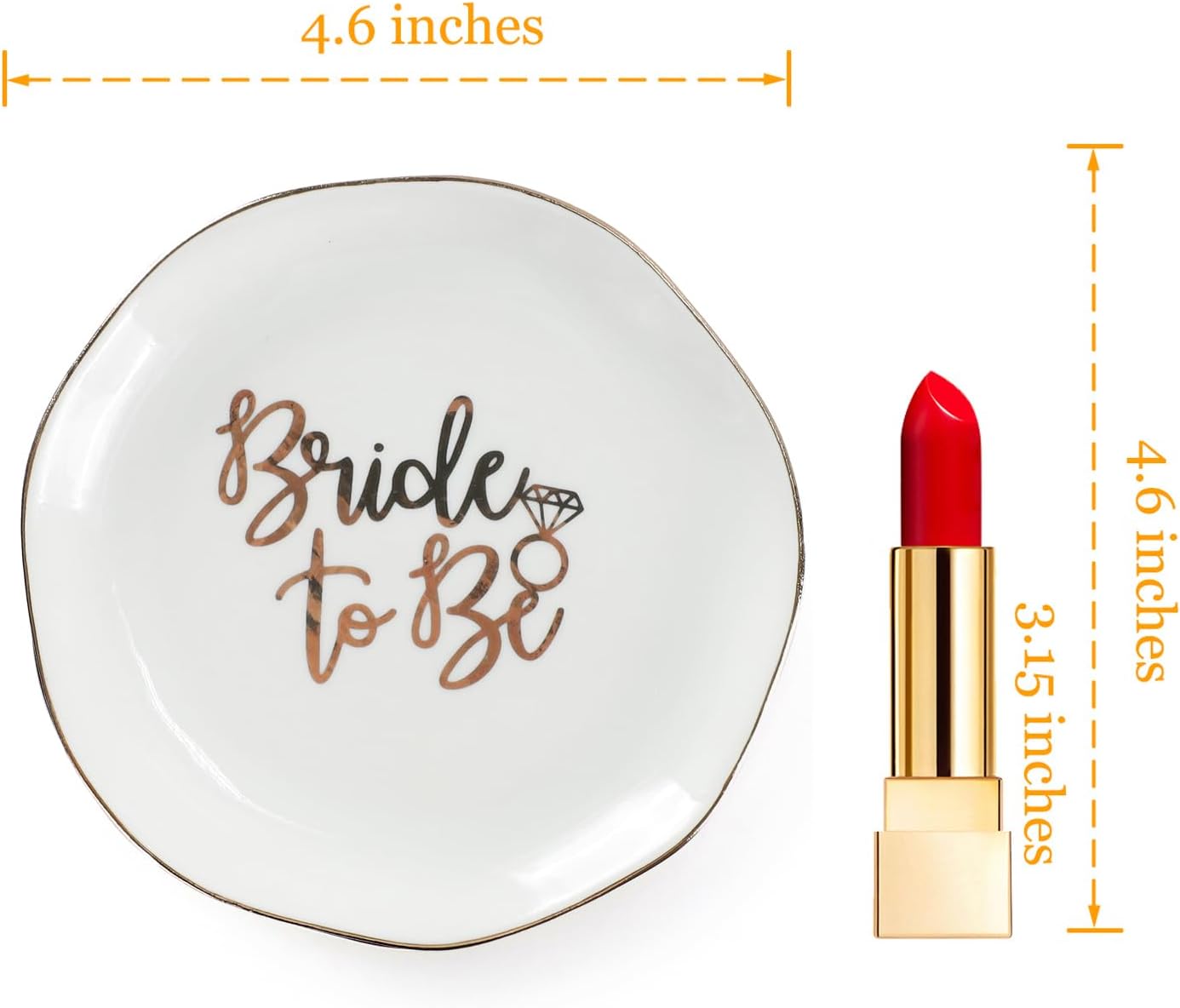Wedding Ring Dish For Bride-Bride To Be Jewelry Dish Tray-Ceramic White