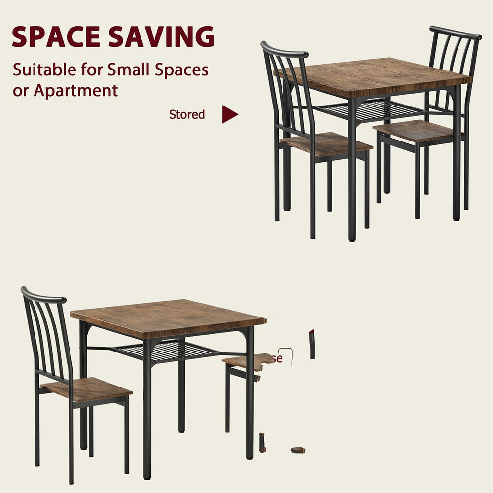 IDEALHOUSE 3-Piece Kitchen Dining Room Table Set with Wine Rack, Dining Table...