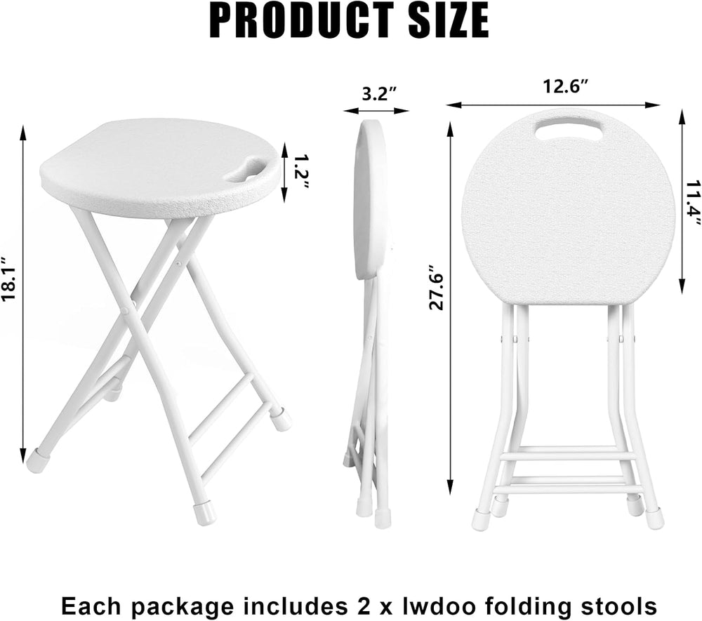 18 Inch Folding Stool with Handle & Steel Frame Pack of 20, White