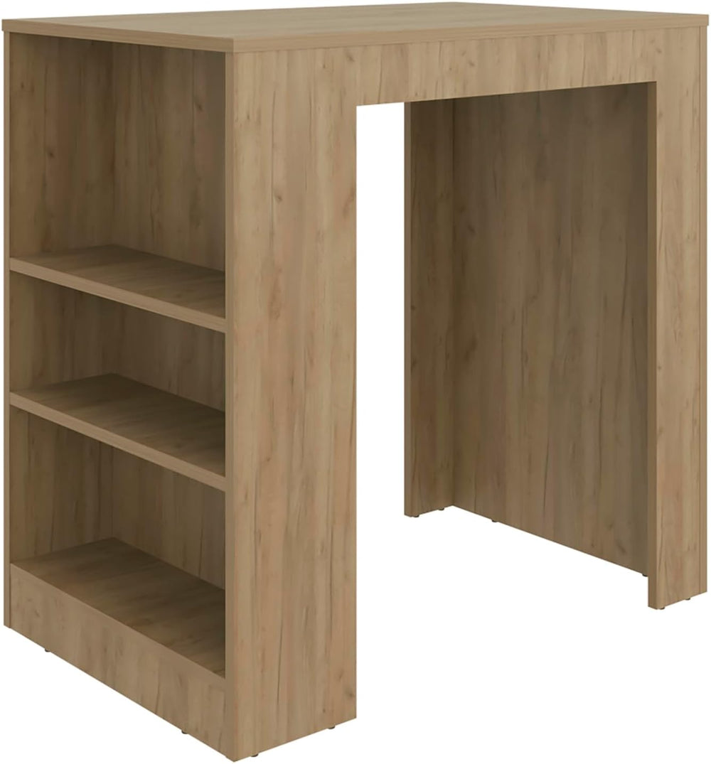 Kitchen Island with Dining Surface and Storage Shelves | Three side shelves f...