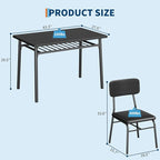 GAOMON 5-Piece Dining Table Set for 4, Wood Kitchen with Built-in Storage Rack,Small Kitchen Table with Upholstered Chairs and Metal Frame for Small Spaces, Black