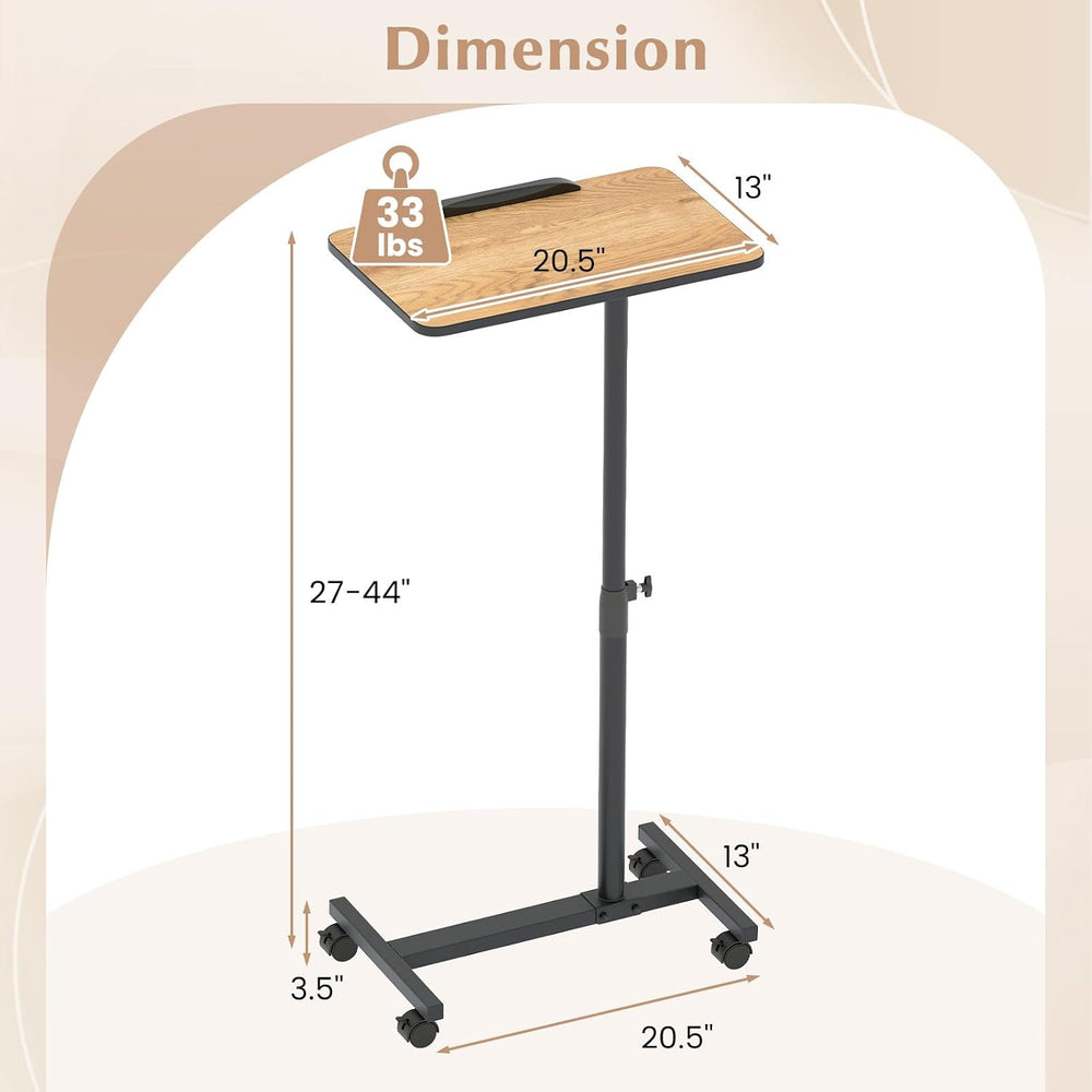 GOFLAME C-Shaped End Table Adjustable Height, Rolling Couch Sofa Side Table w...