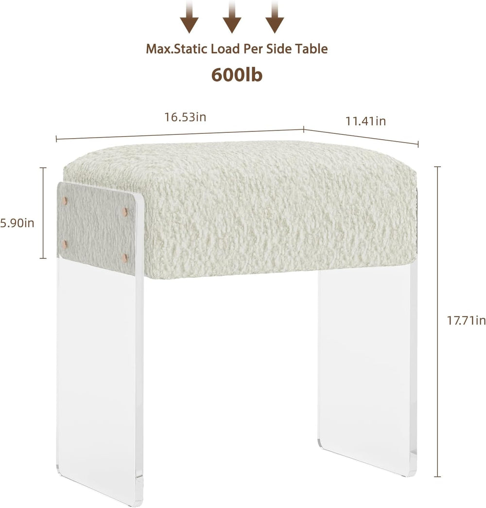 Vanity Stool Chair and Pouf Ottoman-Modern Multifunctional Vanity Stool and F...