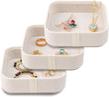 SANQIANWAN Set of 3 Small Stackable Jewelry Organizer Trays Mini Jewelry Drawer Oragnizer Small Jewelry Display Tray for Necklace Bracelet Rings Earrings and Makeup (White)
