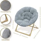 Milliard Mini Cozy Chair for Kids, Sensory Faux Fur Folding Saucer Chair for Toddlers, Grey