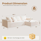 108" L-Shaped Boneless Couch, Modular Sectional Sofa with Moveable Ottoman, Corduroy Cloud Couches for Living Room, No Assembly, Ship in a Box, Beige