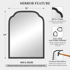 18X24 Inch Black Mirror for Wall with Metal Frame Rectangular Rounded Bathroom Vanity Mirror Anti-Rust, Hangs (Black 18" x 24")