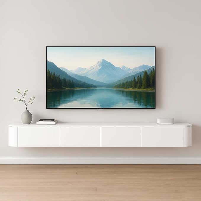 Pre-Assembled Floating TV Stand with Drawers, Rubberwood Wall Mounted TV Console, Modern Media Console for Living Room, Space-Saving Floating TV Cabinet (White, 71in/180cm)