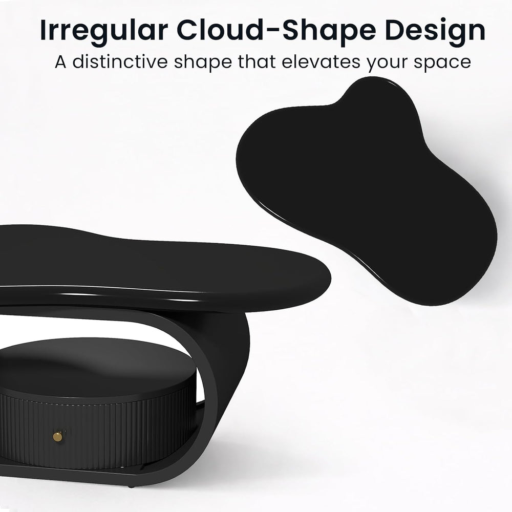 Irregular Cloud Coffee Table with Storage Drawer, Modern Center Tables